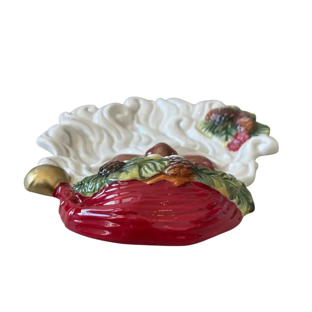 Corner Ruby Ceramic Santa Plate 8x9 Christmas Holiday Decor NEW